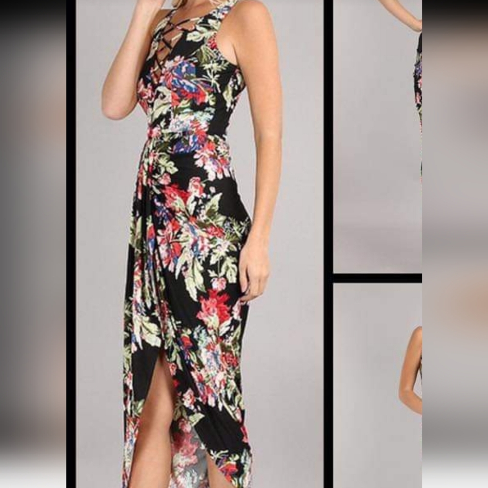 Love Culture Floral Black Dress